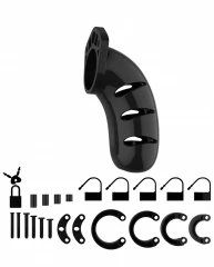 Чёрный мужской пояс верности Model 03 Chastity 4.5" Cock Cage