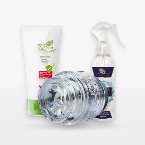 Набор «Старт для него»: мастурбатор Fleshlight Quickshot, смазка BIOglide и очищающий спрей