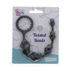 Чёрная анальная цепочка TWISTED BEADS - 23 см.